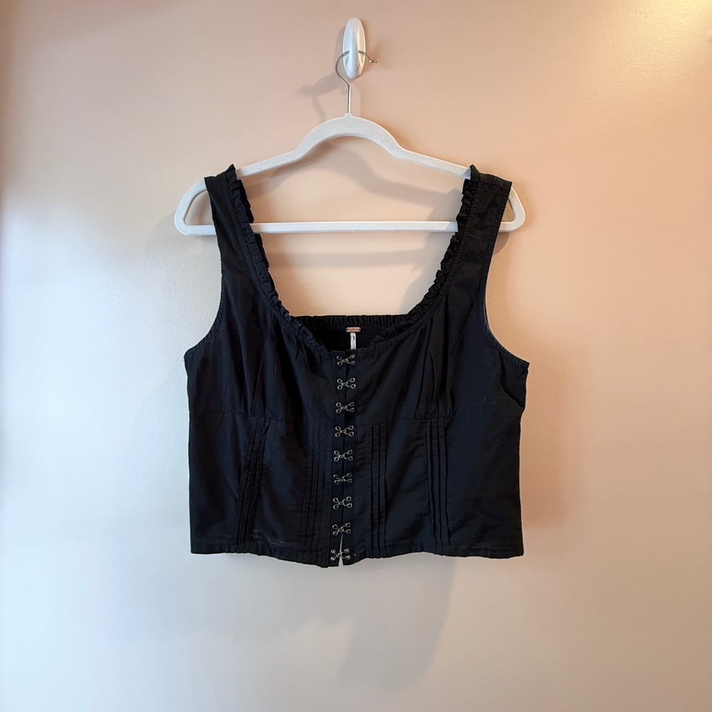 Free People Black Button-Front Tank Top